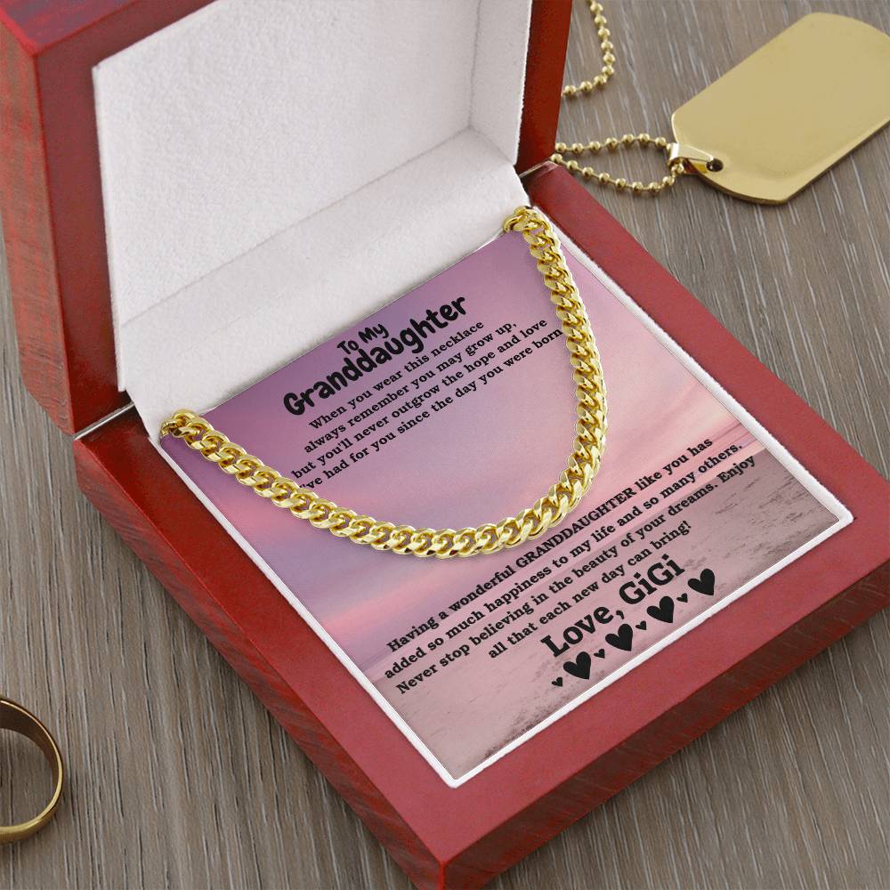 To My Granddaughter Each New Day Cuban Link Chain