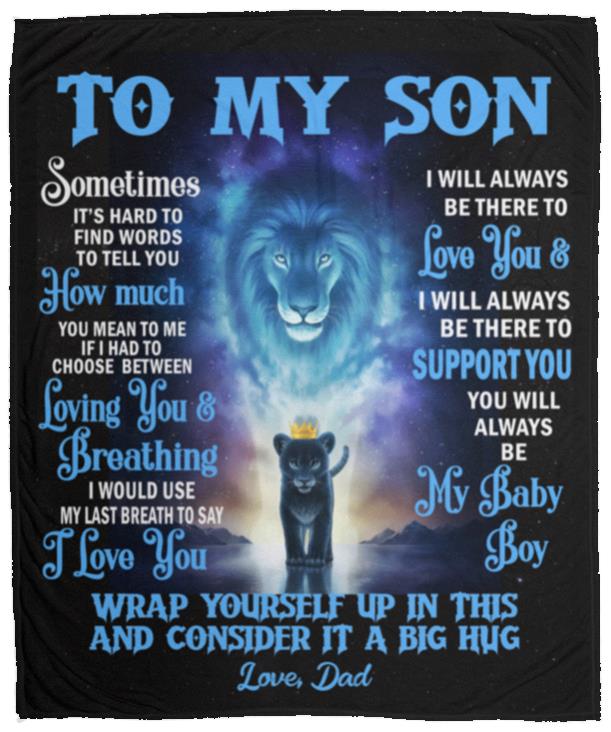 To My Son from Dad - Wrap Yourself Fleece Blanket 50x60