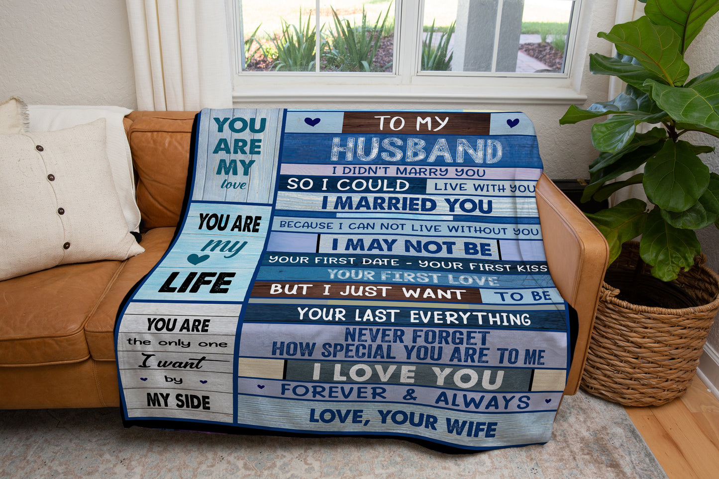 To My Husband - My Love, My Life Plush Fleece Blanket 50x60