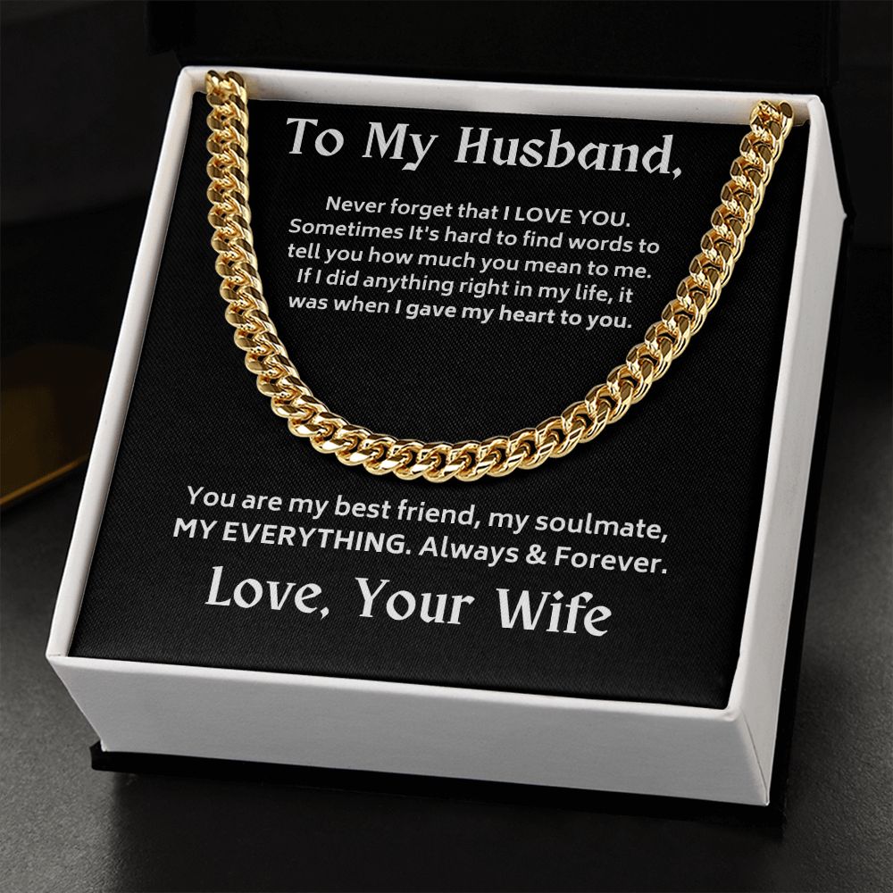 To My Husband - Never Forget - Cuban Link Chain