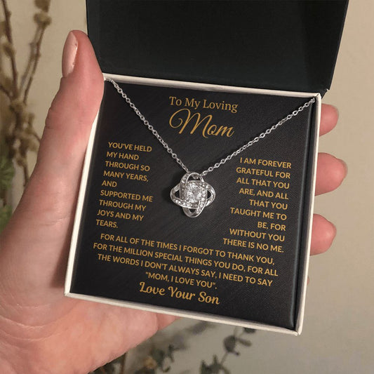 To My Loving Mom From Son - Forever Grateful Love Knot Necklace