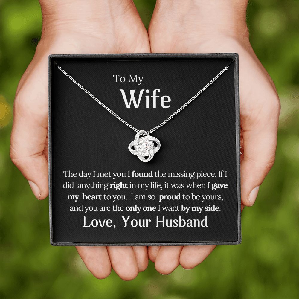 To My Wife Missing Piece Love Knot Necklace