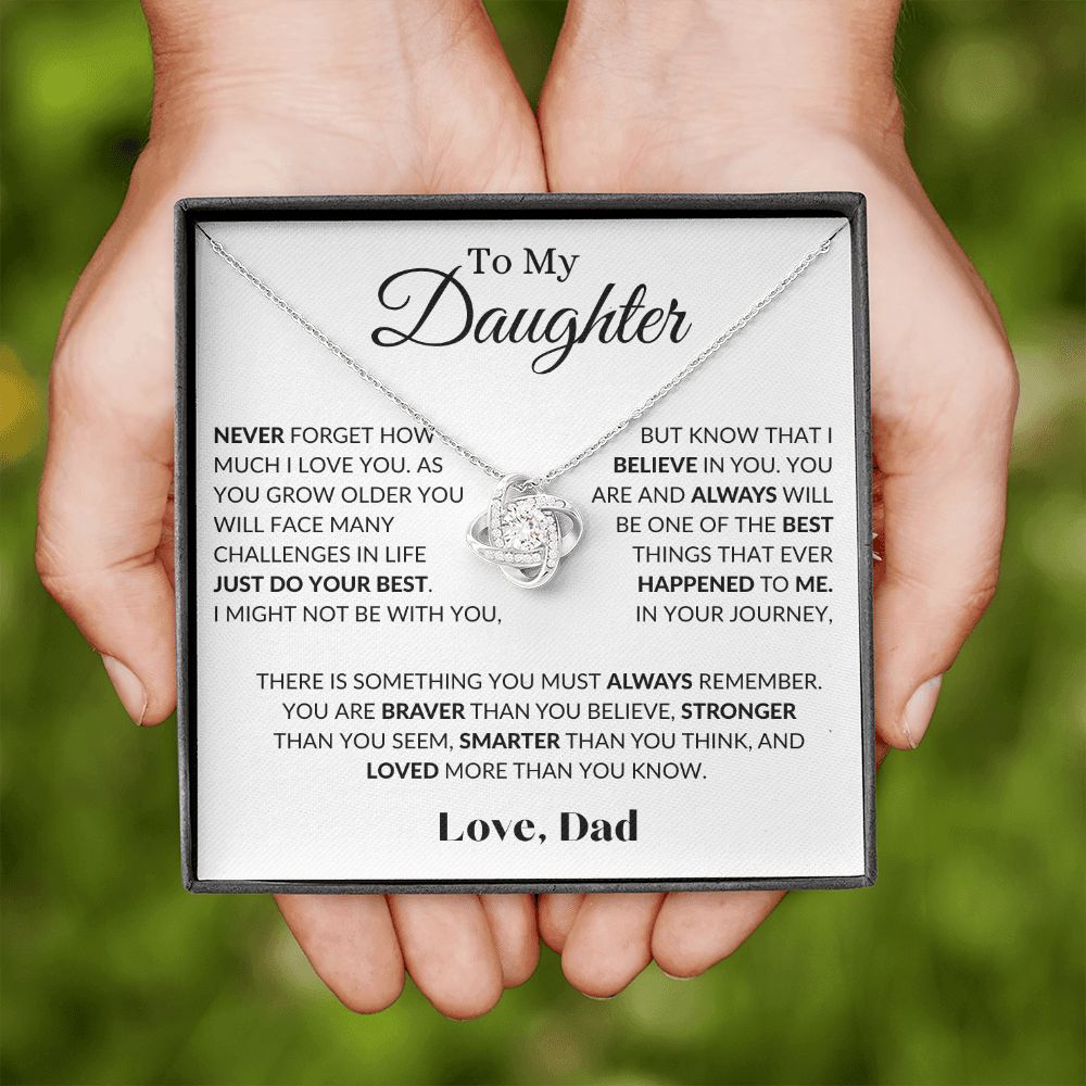 To My Daughter I Love You - Dad - Love Knot Necklace