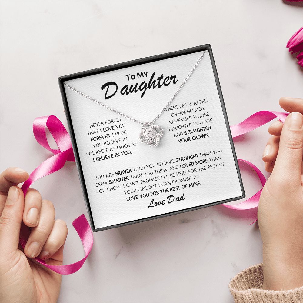 To My Daughter Remember Whose Daughter You Are - Dad - Love Knot Necklace