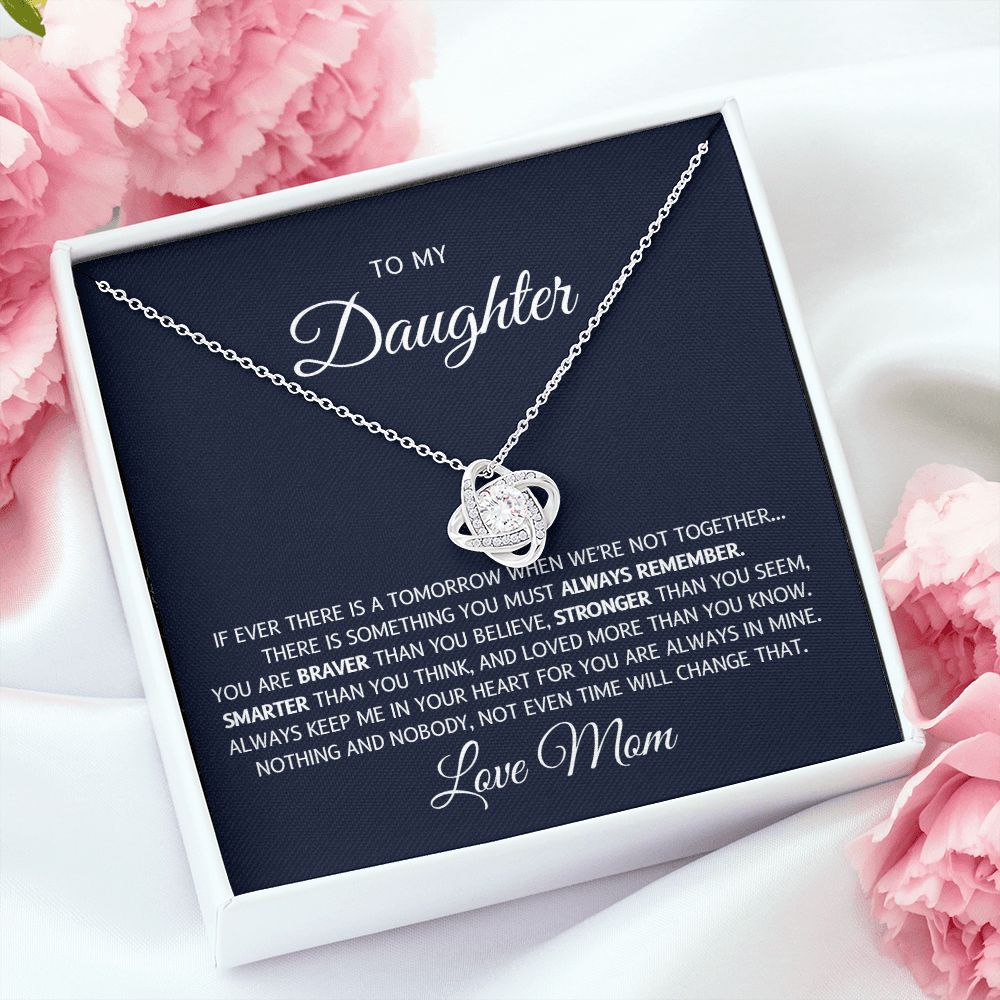 Daughter - Mom Loved More - Love Knot Necklace