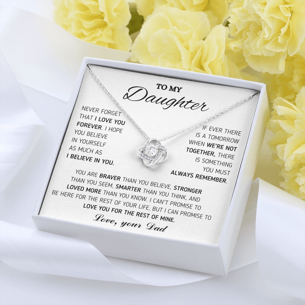 To My Beautiful Daughter - Forever Dad - Love Knot Necklace