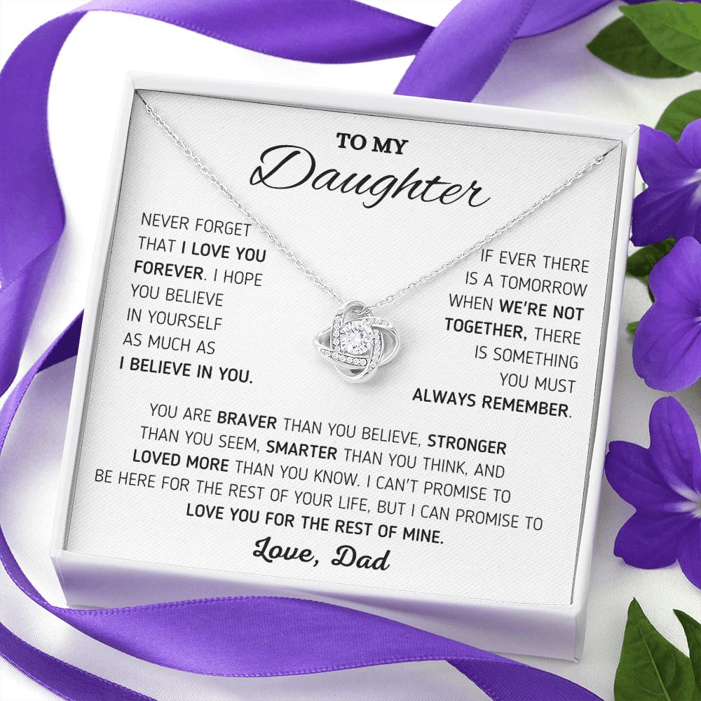 To My Beautiful Daughter - Love You Forever - Love Knot Necklace