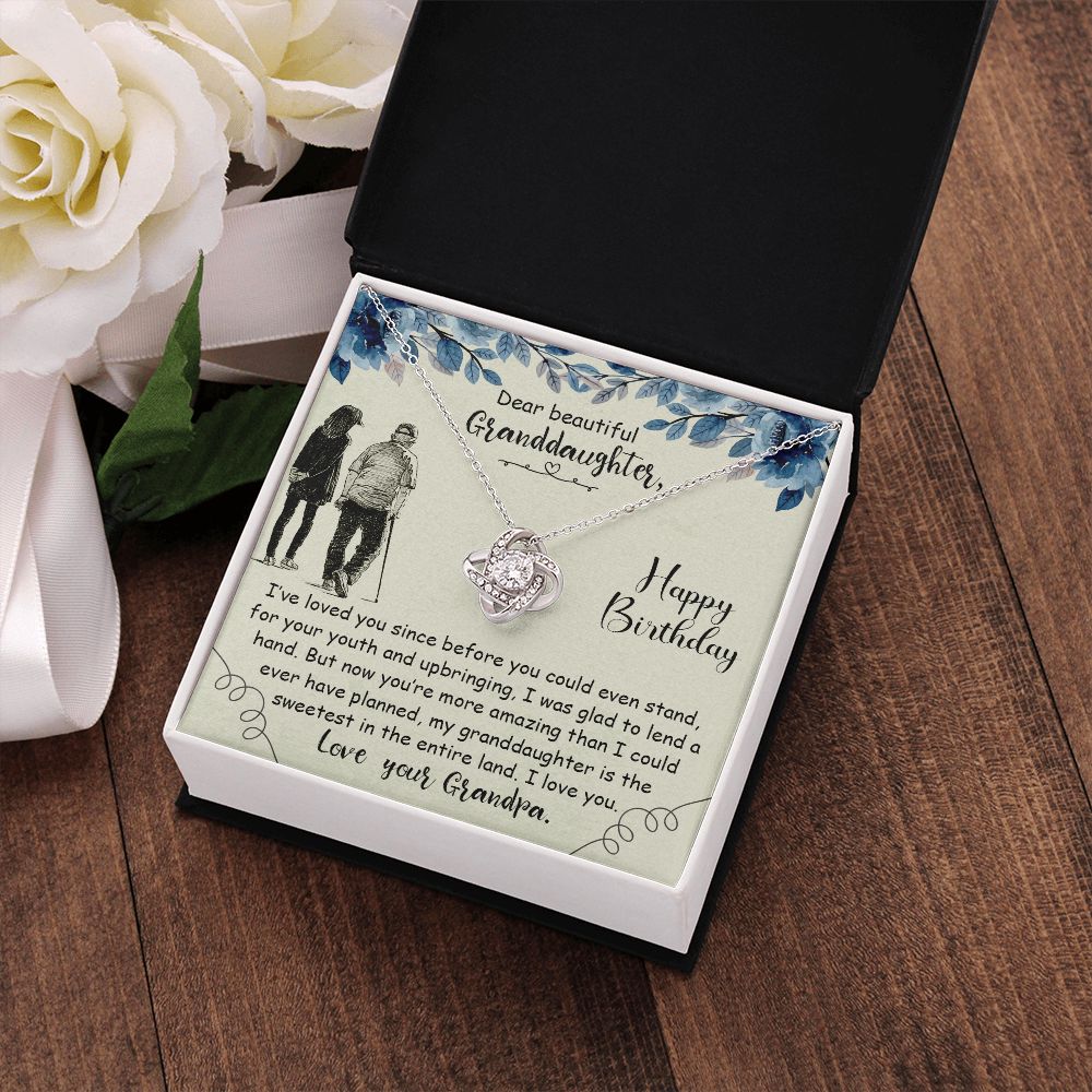 Dear Beautiful Granddaughter Love Your Grandpa Love Knot Necklace