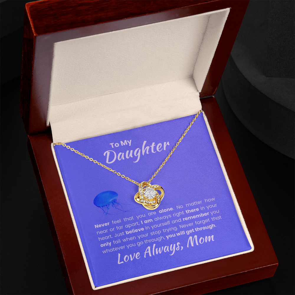 To My Daughter Love Always Mom Love Knot Necklace