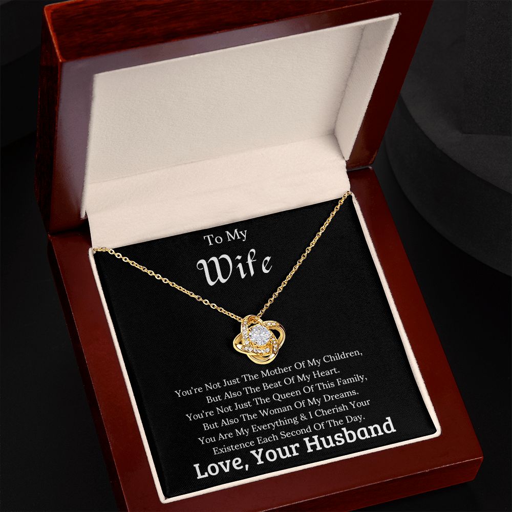 To My Wife Beat of My Heart Love Knot Necklace