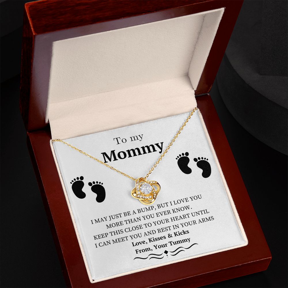 To My Mommy - Baby Feet - Love Knot Necklace