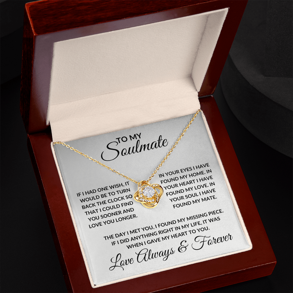 To My Soulmate In Your Eyes Love Knot Necklace