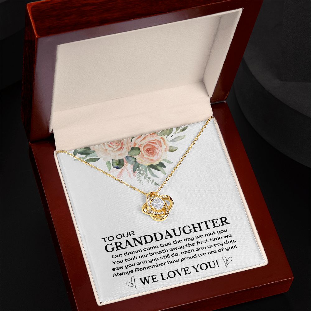To Our Granddaughter Dream Come True Love Knot Necklace