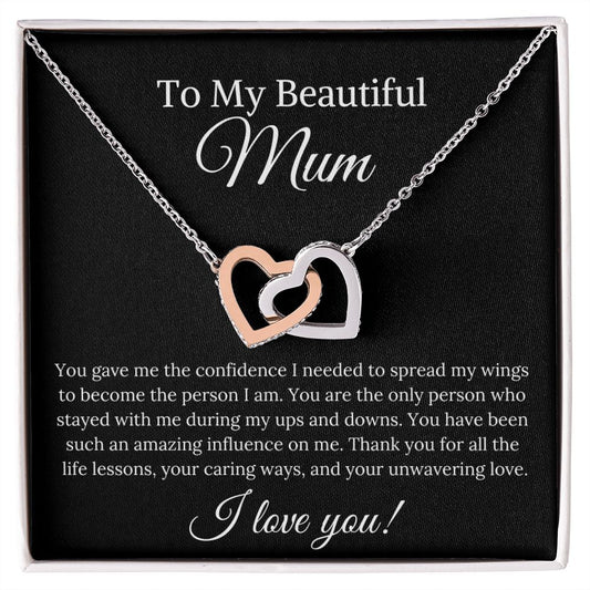 To My Beautiful Mum Interlocking Hearts Necklace