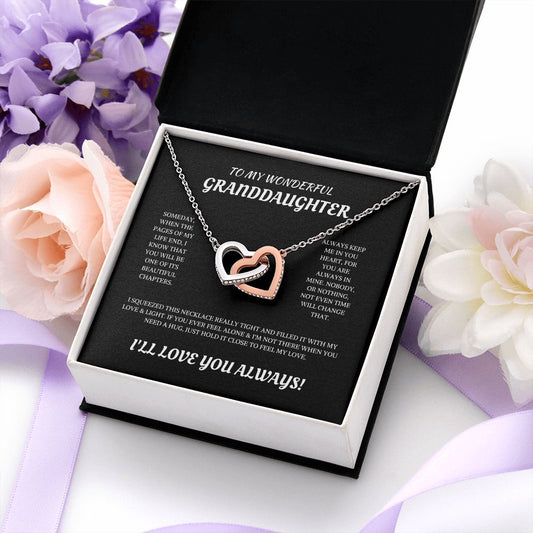 To My Granddaughter Beautiful You Interlocking Hearts necklace