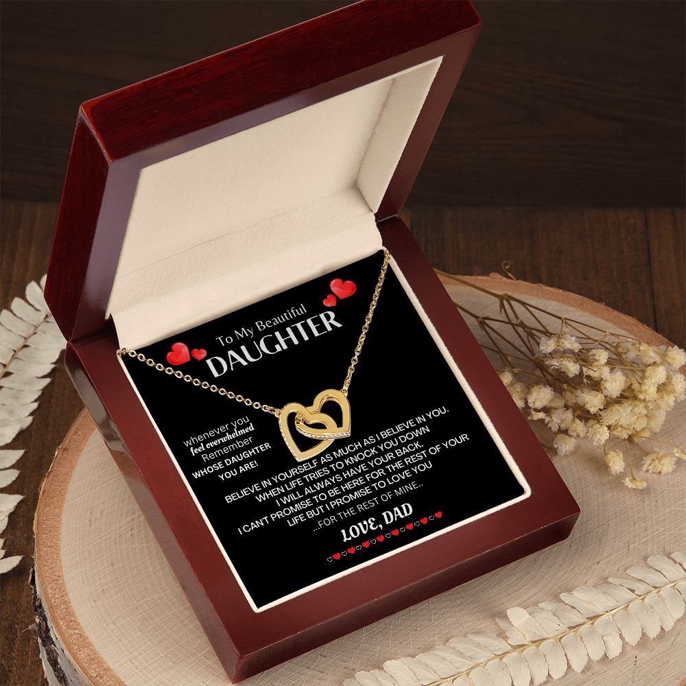 To My Beautiful Daughter Believe In Yourself Interlocking Hearts Necklace