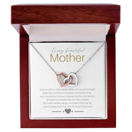 To My Beautiful Mother Interlocking Hearts Necklace