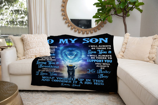 To My Son from Dad - Wrap Yourself Fleece Blanket 50x60