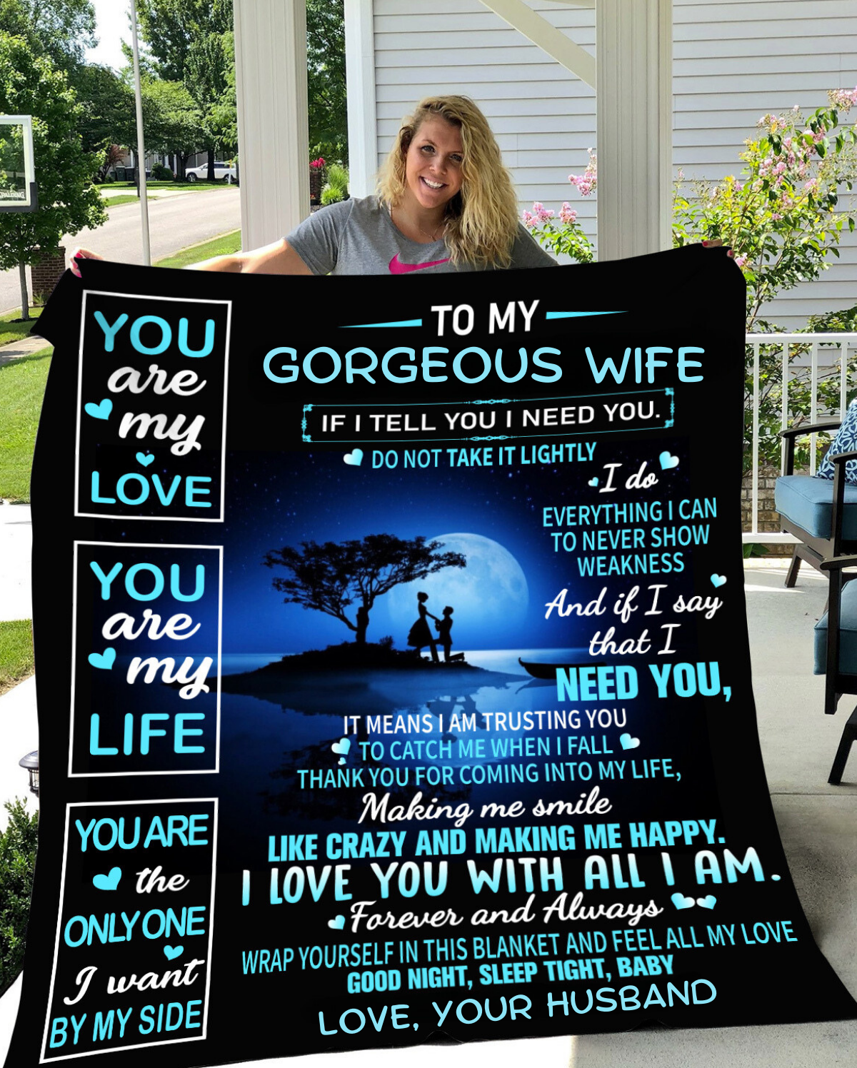 To My Gorgeous Wife - Making Me Happy Plush Fleece Blanket- 50x60