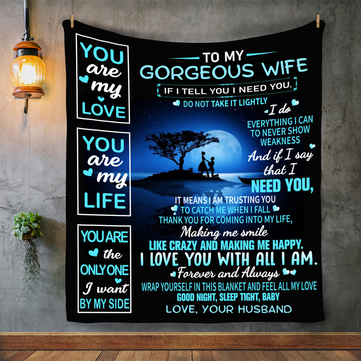 To My Gorgeous Wife - Making Me Happy Plush Fleece Blanket- 50x60