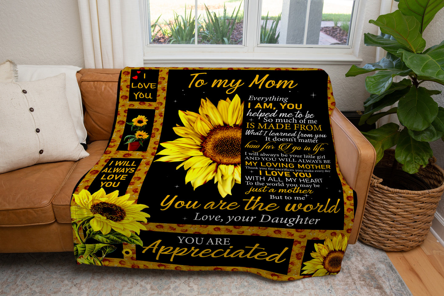 To My Mom from Daughter - My Heart Plush Fleece Blanket - 50x60