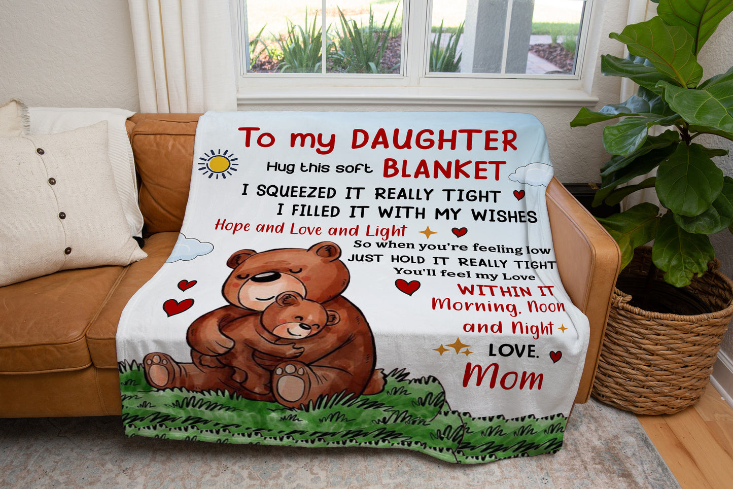 To My Daughter Mom Hope Love Light Blanket 50x60