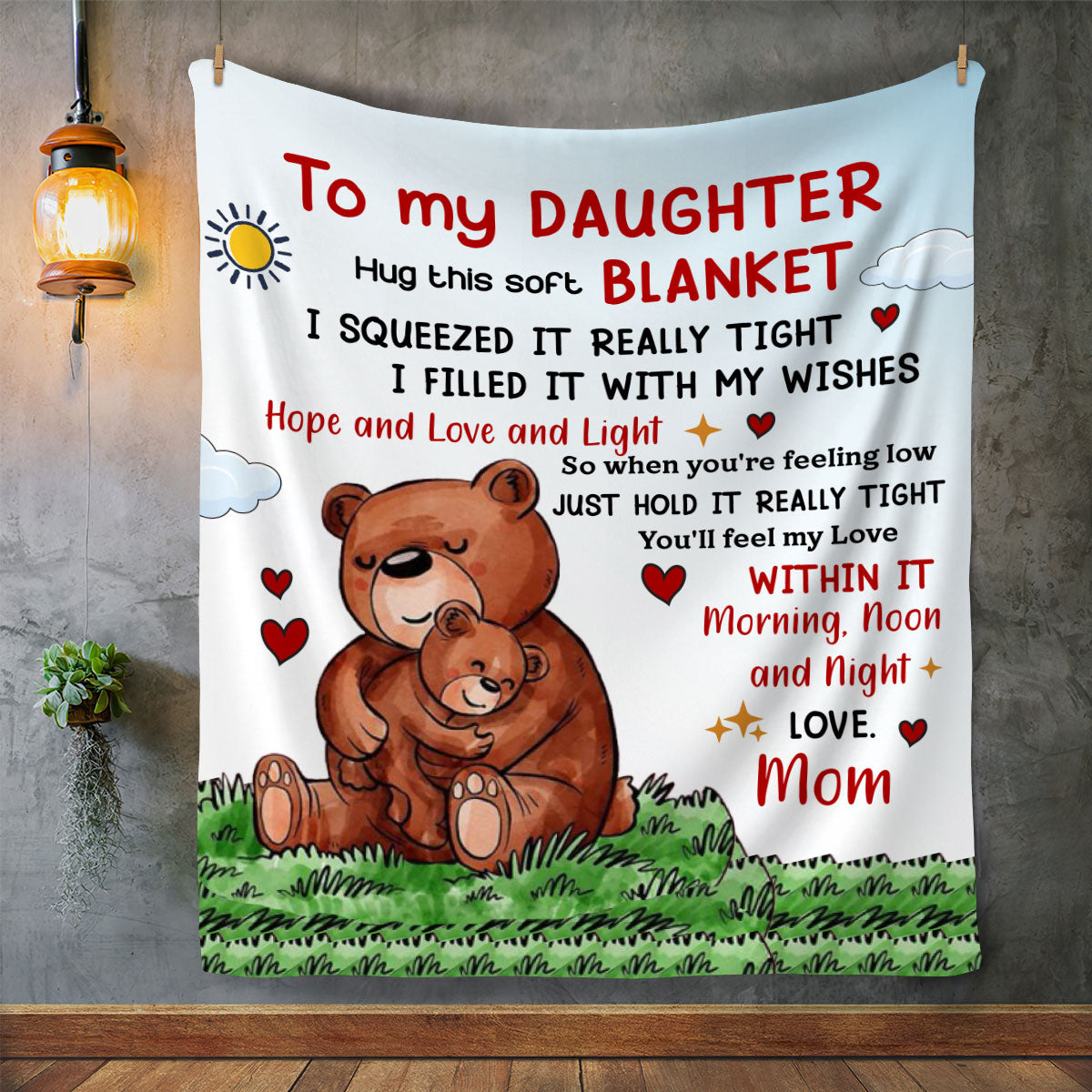 To My Daughter Mom Hope Love Light Blanket 50x60