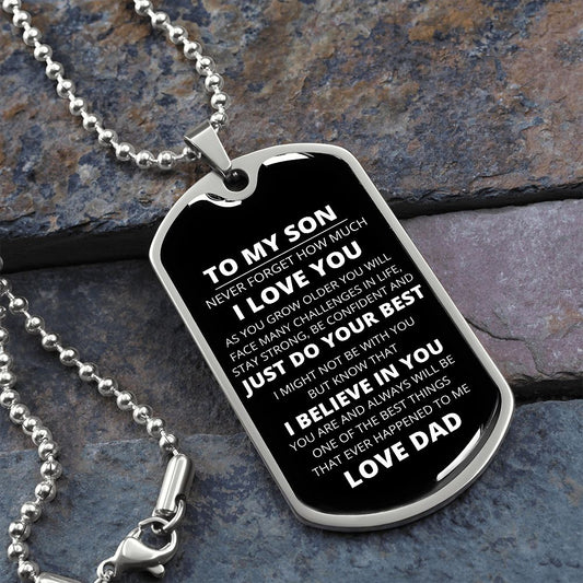 To My Son - From Dad Never Forget - Dog Tag Necklace