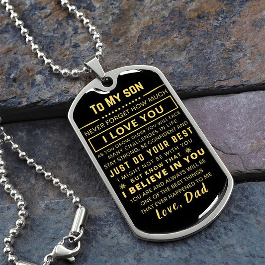 To My Son Just Do Your Best Dog Tag Necklace