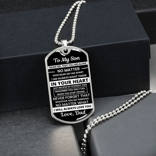 To My Son From Dad I Love You Dog Tag Necklace