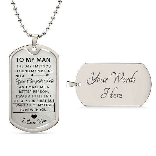 To My Man - The Day I Met You - Dog Tag Necklace