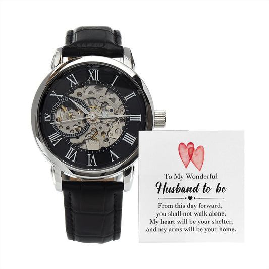 To My Husband To Be - This Day Forward Men's Openwork Watch