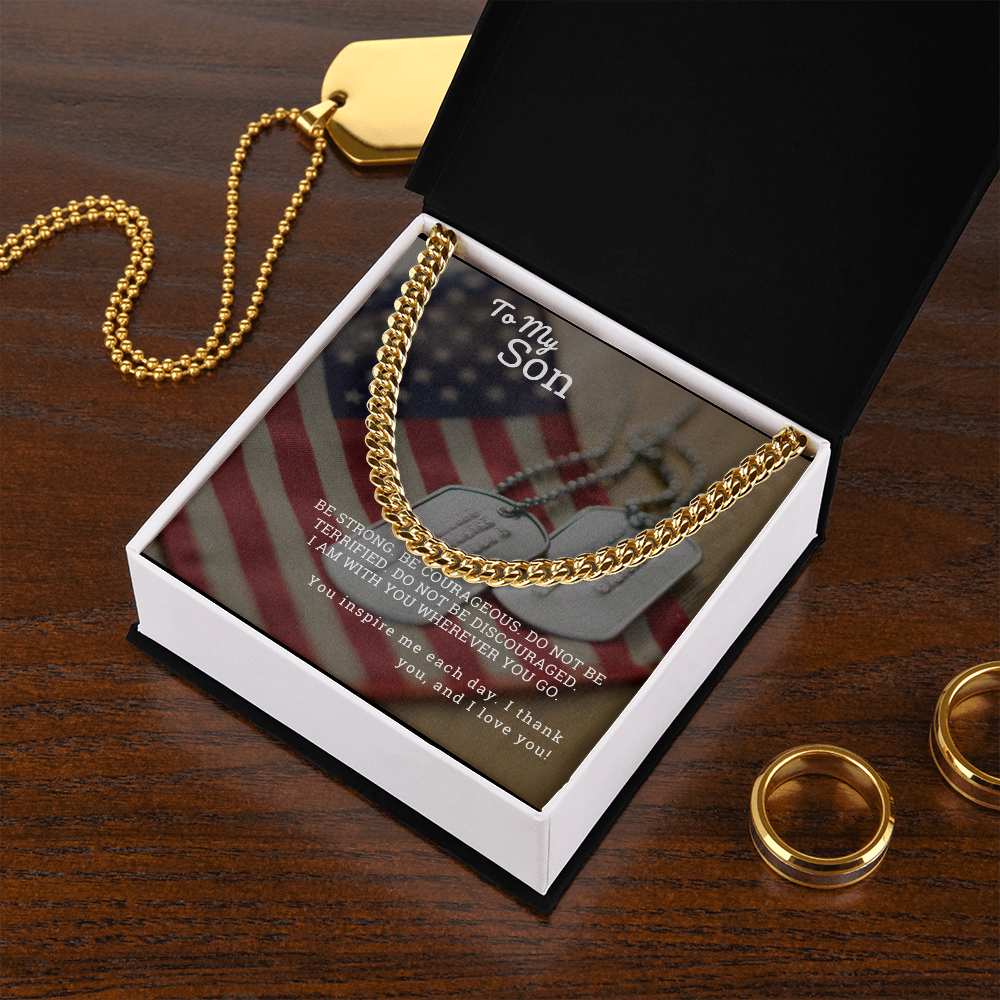 To My Son Be Strong Cuban Link Chain