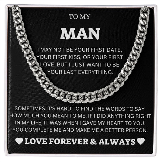 To My Man - I Gave My Heart to You - Cuban Link Chain Necklace