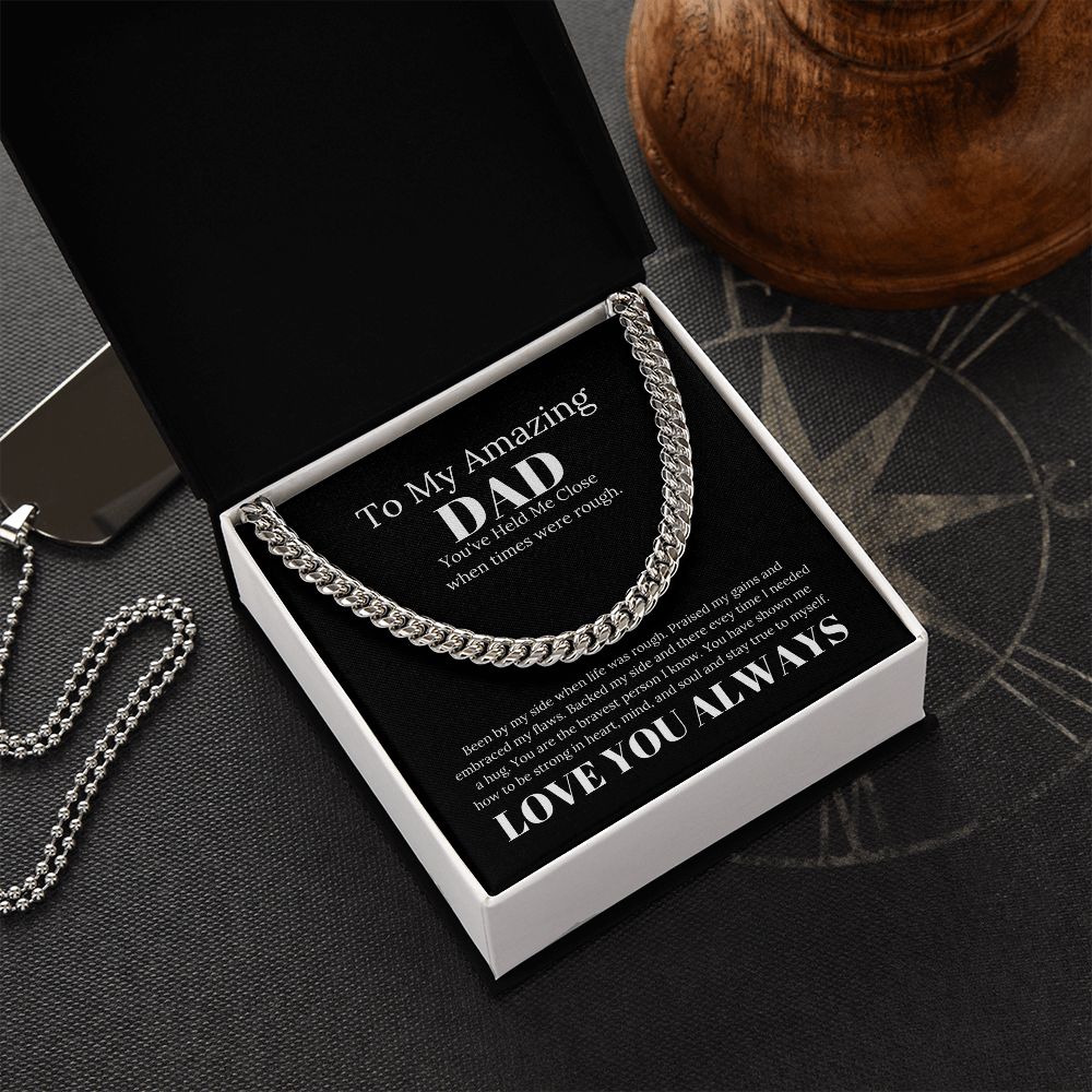 To My Amazing Dad By My Side Cuban Link Chain
