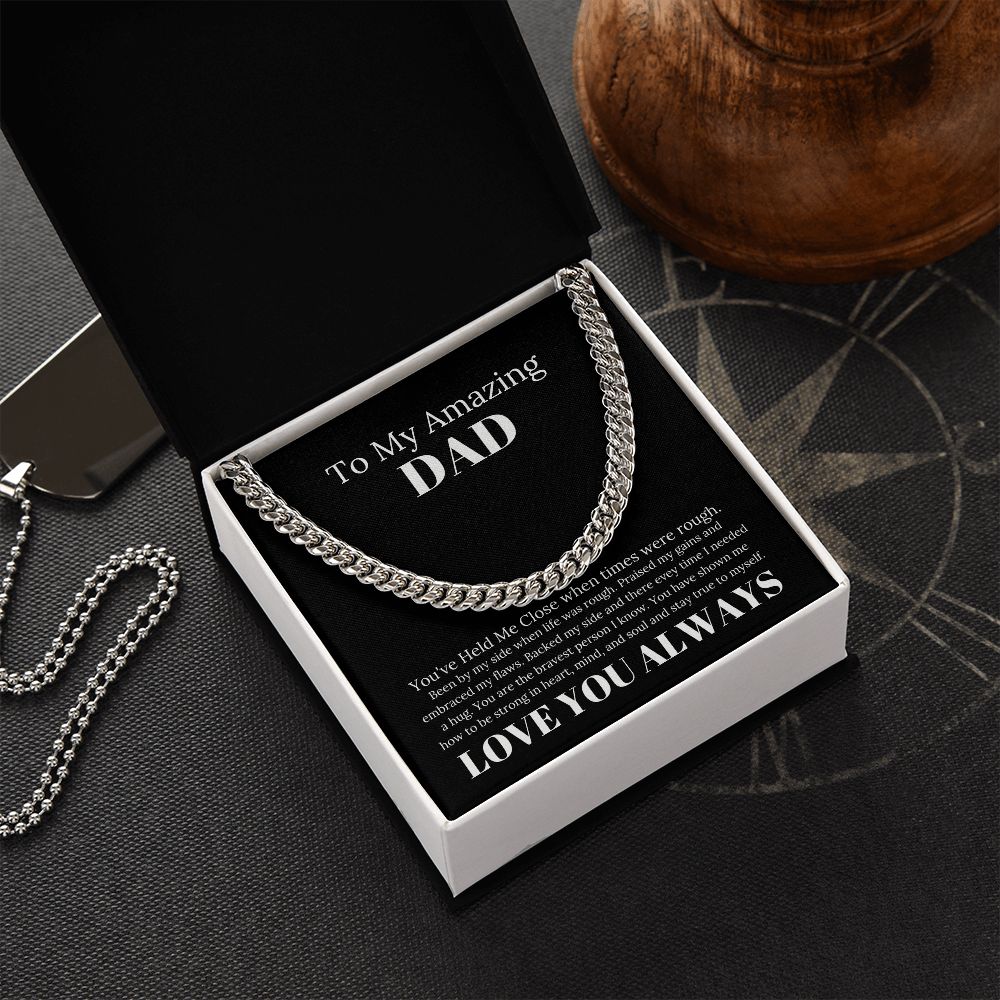 To My Amazing Dad Bravest Person Cuban Link Chain