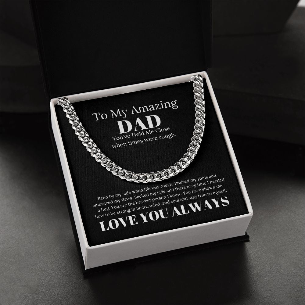 To My Amazing Dad By My Side Cuban Link Chain