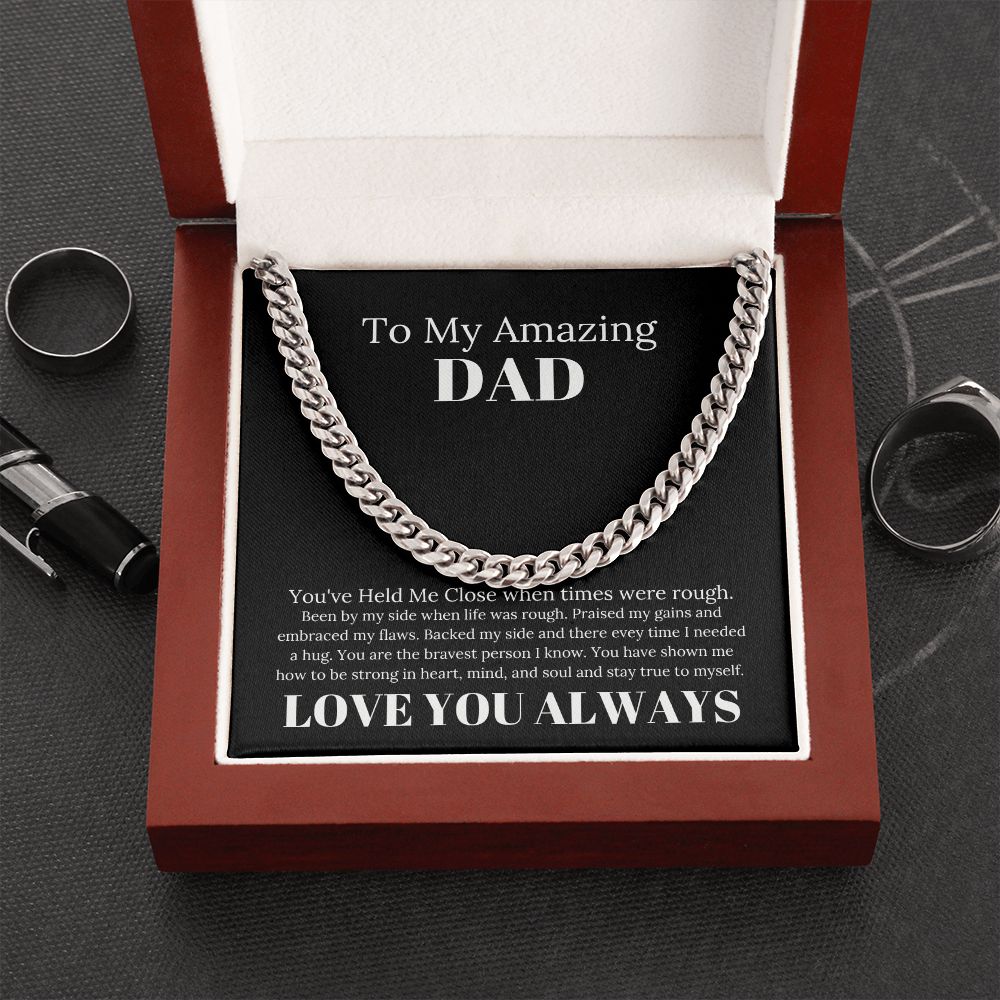 To My Amazing Dad Bravest Person Cuban Link Chain