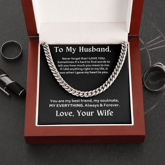 To My Husband - Never Forget - Cuban Link Chain