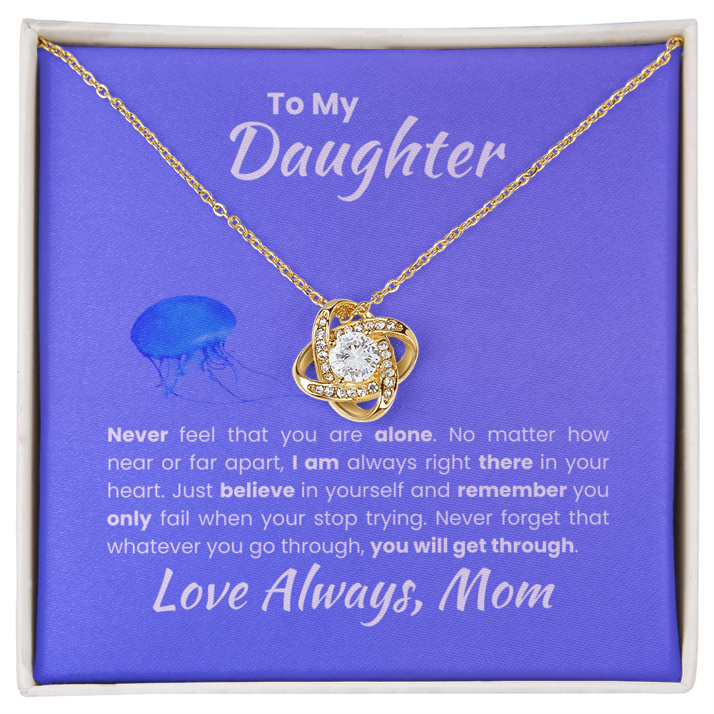 To My Daughter Love Always Mom Love Knot Necklace