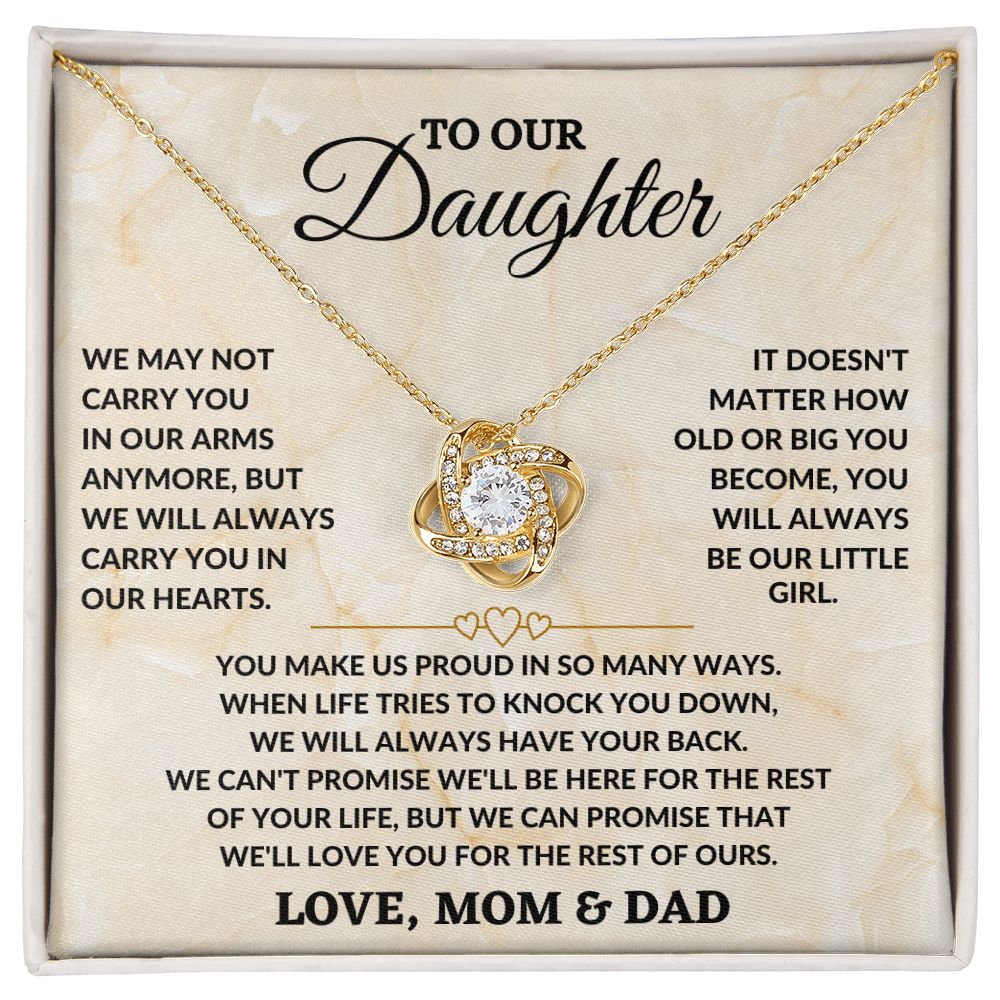 To Our Daughter - In Our Arms - Love Knot Necklace