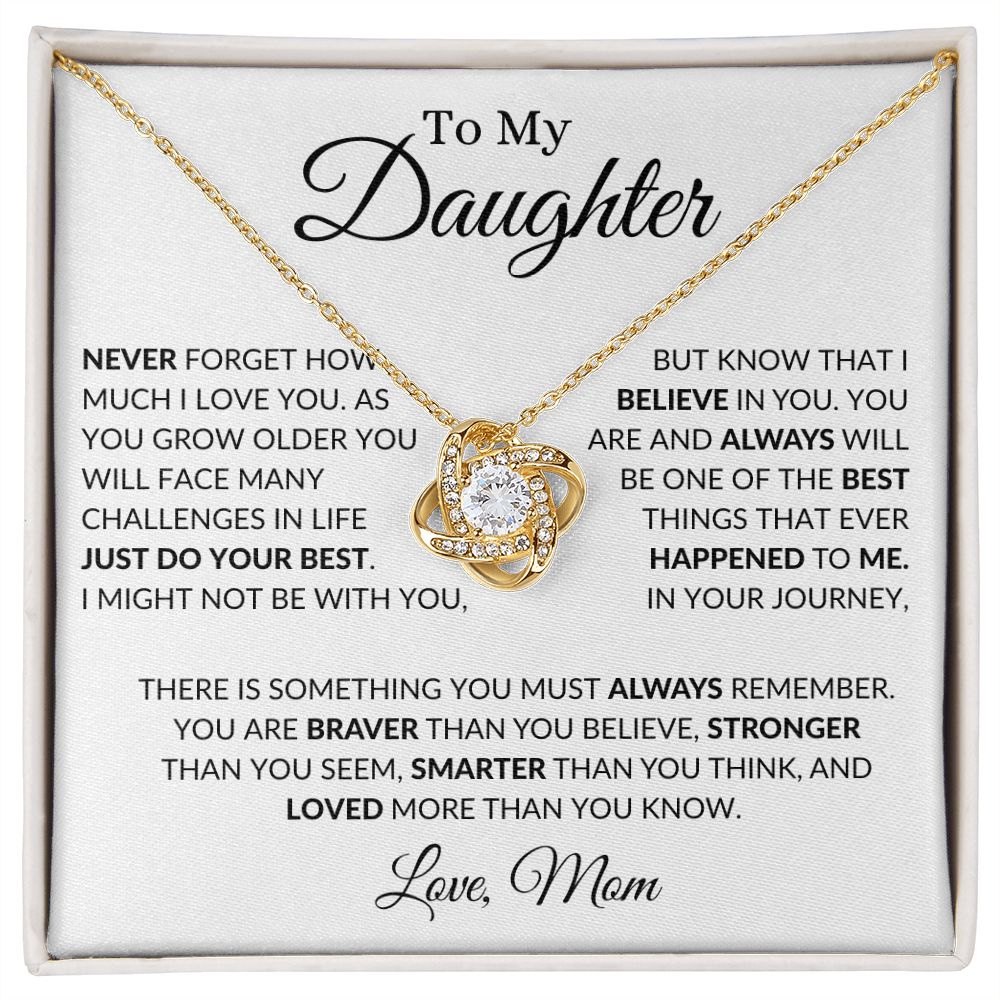 To My Daughter I Love You - Mom - Love Knot Necklace