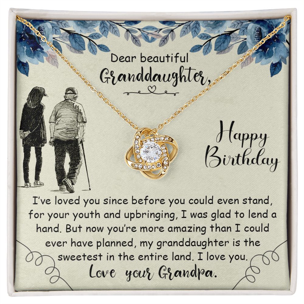 Dear Beautiful Granddaughter Love Your Grandpa Love Knot Necklace