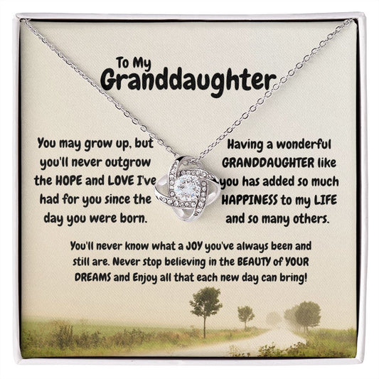 To My Granddaughter Beauty of Your Dreams Love Knot Necklace