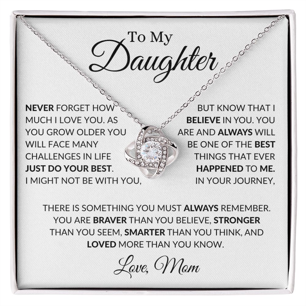 To My Daughter I Love You - Mom - Love Knot Necklace