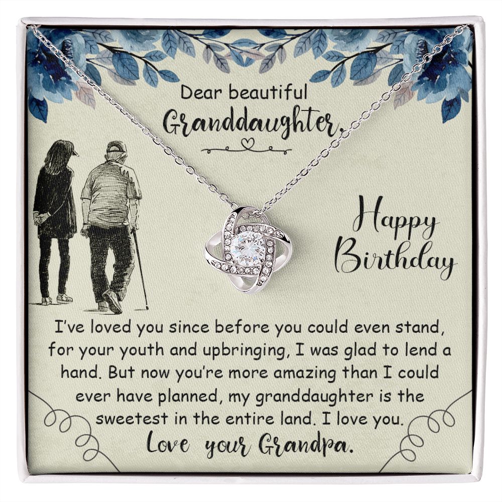 Dear Beautiful Granddaughter Love Your Grandpa Love Knot Necklace