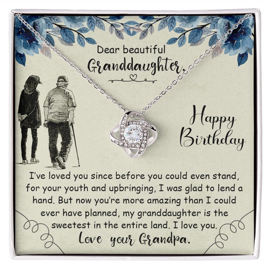 Dear Beautiful Granddaughter Love Your Grandpa Love Knot Necklace