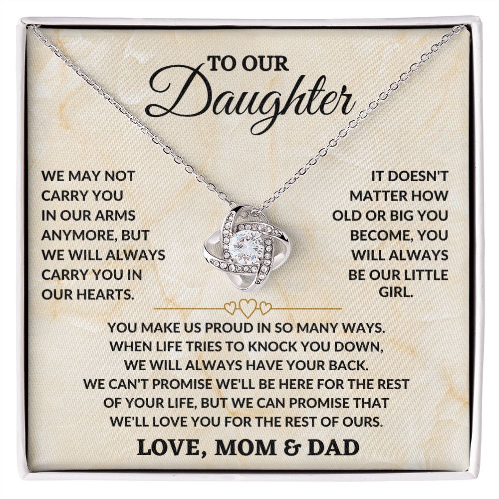 To Our Daughter - In Our Arms - Love Knot Necklace