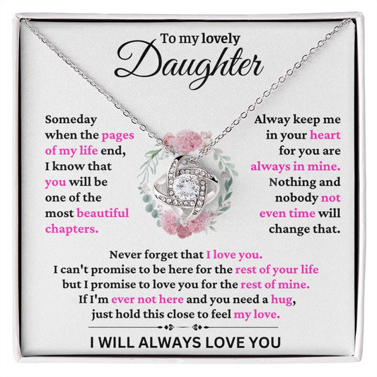 To My Lovely Daughter - I Promise - Love Knot Necklace