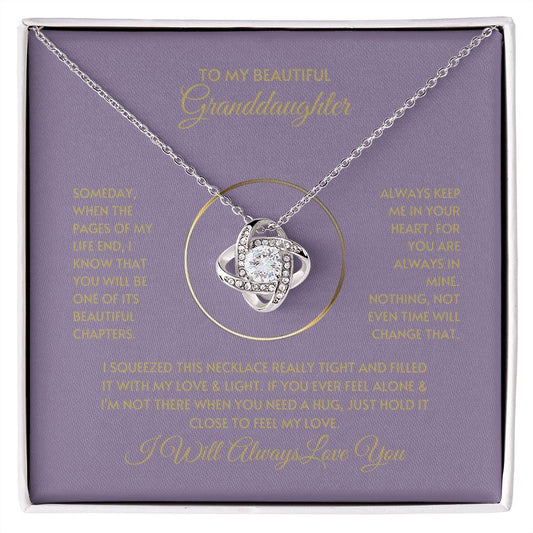 To My Beautiful Granddaughter Love & Light Love Knot Necklace